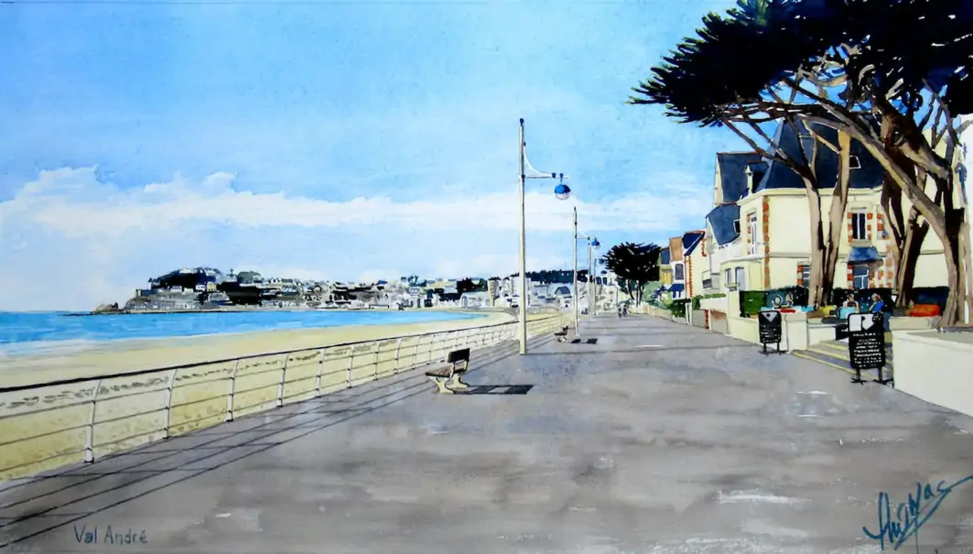 Pléneuf-Val André, la digue-promenade     40x60     350€