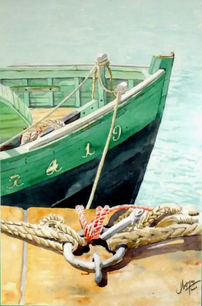 Le bateau à Douarnenez     40x50     300€     Avant de bateau de pêche