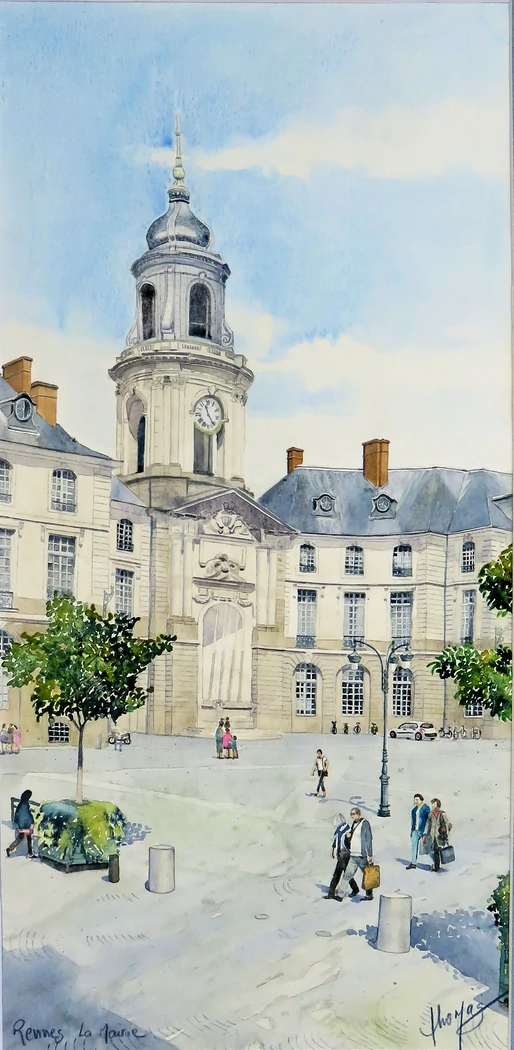 Rennes, l'Hotel de Ville     50x70     400€     La place de la mairie en matinée