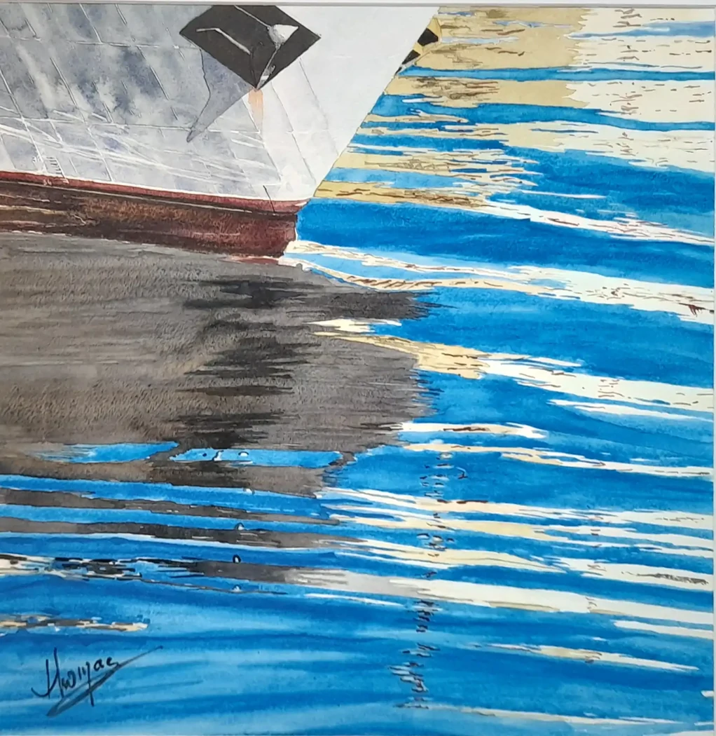 Dans le port de Constanta     50x50     350€     Etrave de bateau  dans le port roumain de Constanta