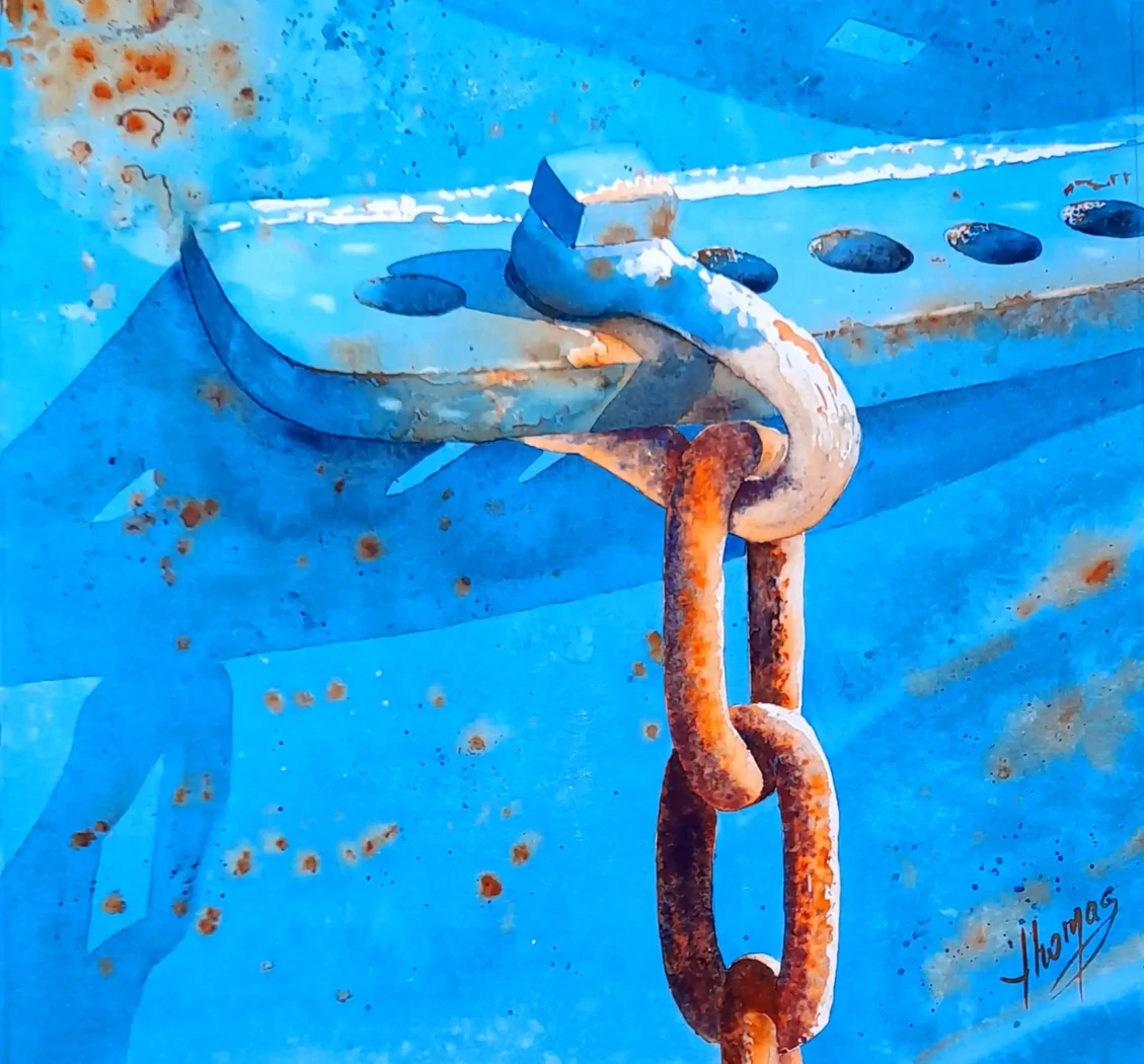 Le panneau de chalut bleu     50x50     350€