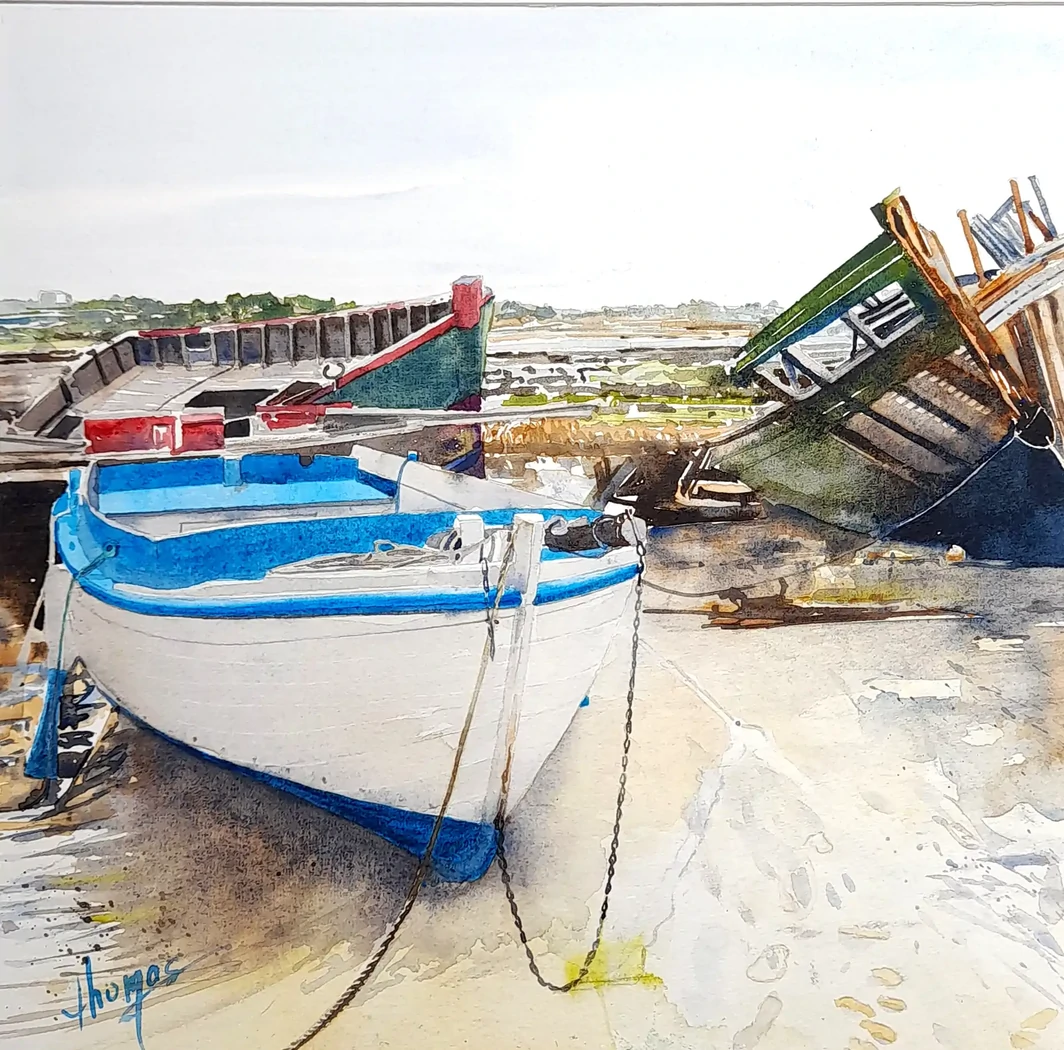 Vieux bateaux à la Passagère près de St Malo     50x50     350€